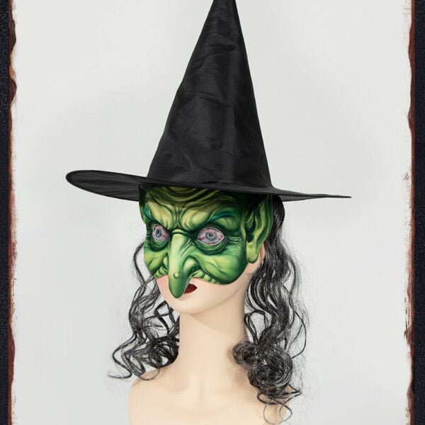 Halloween Witch Wig Hat and Mask